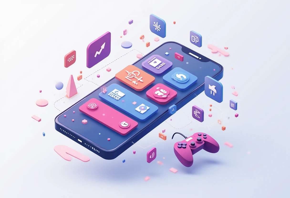 Top streaming apps floating in an abstract space